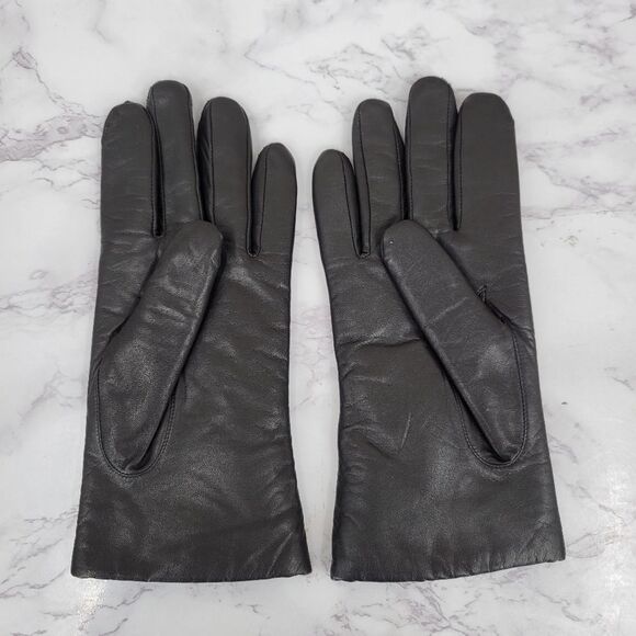 Isotoner Black Leather Driving Gloves with Knit Lining Women's Large - Picture 5 of 13
